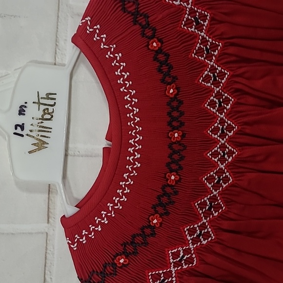 NWT Will ' Beth red smocked bishop style dress - Picture 4 of 4